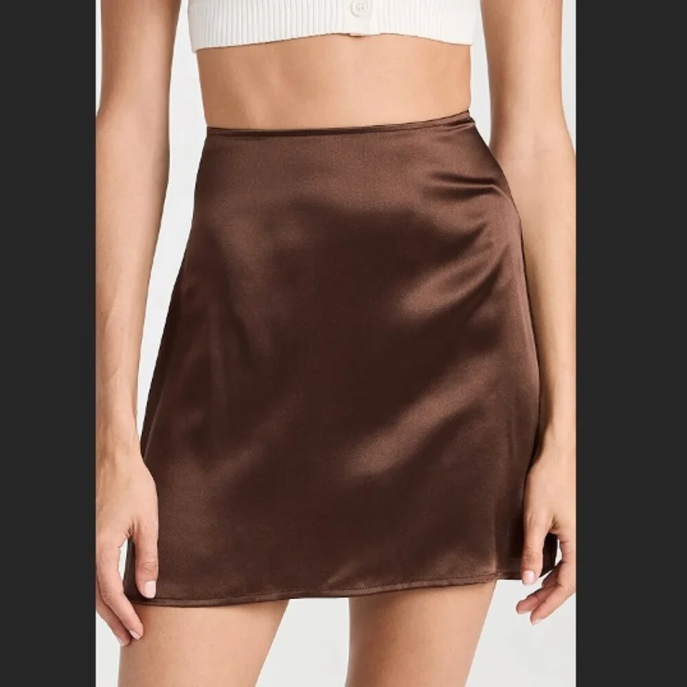 Reformation Benson Skirt, Cafe Brown, Size 4